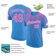 Загрузить изображение в средство просмотра галереи, Custom Powder Blue Pink-White Distressed Scratch Brush Stroke Performance T-Shirt
