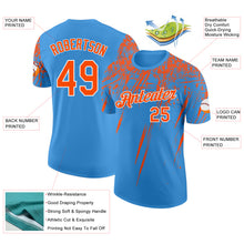 Load image into Gallery viewer, Custom Powder Blue Orange-White Distressed Scratch Brush Stroke Performance T-Shirt
