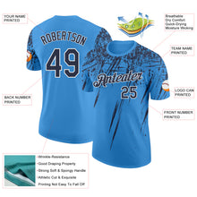 Load image into Gallery viewer, Custom Powder Blue Navy-White Distressed Scratch Brush Stroke Performance T-Shirt
