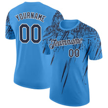Load image into Gallery viewer, Custom Powder Blue Navy-White Distressed Scratch Brush Stroke Performance T-Shirt
