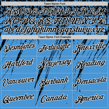 Laden Sie das Bild in den Galerie-Viewer, Custom Powder Blue Black-White Distressed Scratch Brush Stroke Performance T-Shirt
