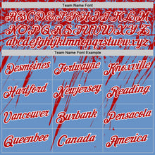 Загрузить изображение в средство просмотра галереи, Custom Light Blue Red-White Distressed Scratch Brush Stroke Performance T-Shirt
