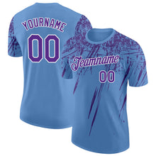 Charger l'image dans la galerie, Custom Light Blue Purple-White Distressed Scratch Brush Stroke Performance T-Shirt
