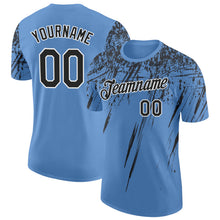 Load image into Gallery viewer, Custom Light Blue Black-White Distressed Scratch Brush Stroke Performance T-Shirt
