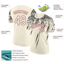 Загрузить изображение в средство просмотра галереи, Custom Cream Black-Crimson Distressed Scratch Brush Stroke Performance T-Shirt
