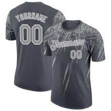 Load image into Gallery viewer, Custom Steel Gray Gray-White Distressed Scratch Brush Stroke Performance T-Shirt
