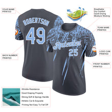 Load image into Gallery viewer, Custom Steel Gray Light Blue-White Distressed Scratch Brush Stroke Performance T-Shirt
