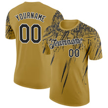 Charger l'image dans la galerie, Custom Old Gold Black-White Distressed Scratch Brush Stroke Performance T-Shirt
