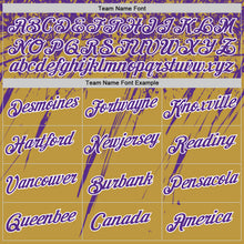 Load image into Gallery viewer, Custom Old Gold Purple-White Distressed Scratch Brush Stroke Performance T-Shirt
