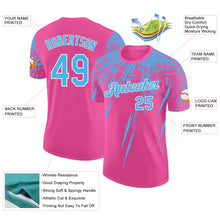 Load image into Gallery viewer, Custom Pink Sky Blue-White Distressed Scratch Brush Stroke Performance T-Shirt
