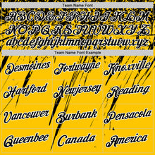 Load image into Gallery viewer, Custom Yellow Black-White Distressed Scratch Brush Stroke Performance T-Shirt
