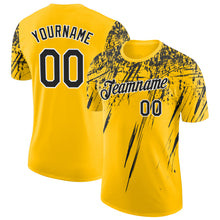 Load image into Gallery viewer, Custom Yellow Black-White Distressed Scratch Brush Stroke Performance T-Shirt
