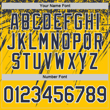Load image into Gallery viewer, Custom Yellow Navy-White Distressed Scratch Brush Stroke Performance T-Shirt
