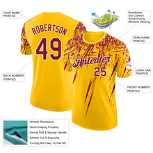 Charger l'image dans la galerie, Custom Yellow Crimson-White Distressed Scratch Brush Stroke Performance T-Shirt
