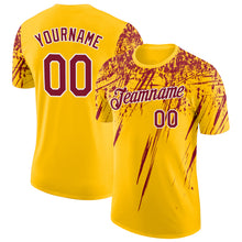 Charger l'image dans la galerie, Custom Yellow Crimson-White Distressed Scratch Brush Stroke Performance T-Shirt
