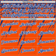 Laden Sie das Bild in den Galerie-Viewer, Custom Orange Royal-White Distressed Scratch Brush Stroke Performance T-Shirt
