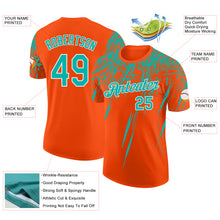 Charger l'image dans la galerie, Custom Orange Aqua-White Distressed Scratch Brush Stroke Performance T-Shirt
