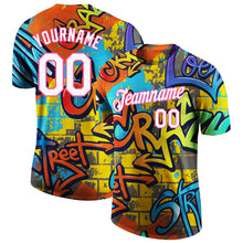 Load image into Gallery viewer, Custom Graffiti Pattern White-Pink Vibrant MulticolorStreet Style Performance T-Shirt
