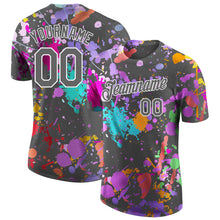 Laden Sie das Bild in den Galerie-Viewer, Custom Graffiti Pattern Steel Gray-White Vibrant Multicolor Paint Splatter Performance T-Shirt
