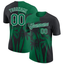 Загрузить изображение в средство просмотра галереи, Custom Black Kelly Green-White Hawaii Tropical Coastal Palm Trees Performance T-Shirt

