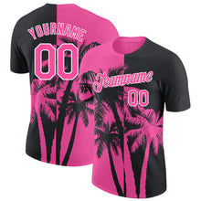 Charger l'image dans la galerie, Custom Black Pink-White Hawaii Tropical Coastal Palm Trees Performance T-Shirt

