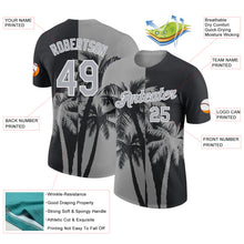 Charger l'image dans la galerie, Custom Black Gray-White Hawaii Tropical Coastal Palm Trees Performance T-Shirt
