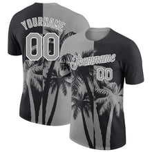 Charger l'image dans la galerie, Custom Black Gray-White Hawaii Tropical Coastal Palm Trees Performance T-Shirt
