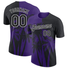 Загрузить изображение в средство просмотра галереи, Custom Black Purple-White Hawaii Tropical Coastal Palm Trees Performance T-Shirt

