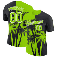 Charger l'image dans la galerie, Custom Black Neon Green-White Hawaii Tropical Coastal Palm Trees Performance T-Shirt
