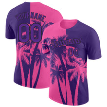Load image into Gallery viewer, Custom Purple Pink-Black Hawaii Tropical Coastal Palm Trees Performance T-Shirt
