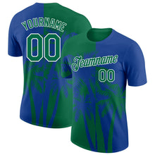 Load image into Gallery viewer, Custom Royal Kelly Green-White Hawaii Tropical Coastal Palm Trees Performance T-Shirt
