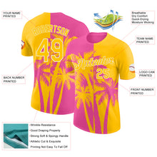 Charger l'image dans la galerie, Custom Yellow Pink-White Hawaii Tropical Coastal Palm Trees Performance T-Shirt
