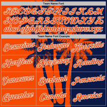 Charger l'image dans la galerie, Custom Navy Orange-White Hawaii Tropical Coastal Palm Trees Performance T-Shirt
