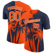 Charger l'image dans la galerie, Custom Navy Orange-White Hawaii Tropical Coastal Palm Trees Performance T-Shirt
