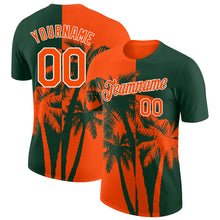 Загрузить изображение в средство просмотра галереи, Custom Green Orange-White Hawaii Tropical Coastal Palm Trees Performance T-Shirt
