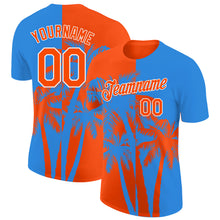 Загрузить изображение в средство просмотра галереи, Custom Powder Blue Orange-White Hawaii Tropical Coastal Palm Trees Performance T-Shirt
