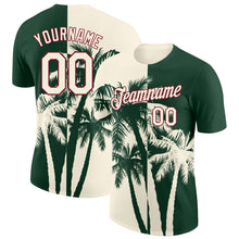 Загрузить изображение в средство просмотра галереи, Custom Green Cream-Crimson Hawaii Tropical Coastal Palm Trees Performance T-Shirt
