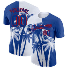 Загрузить изображение в средство просмотра галереи, Custom Royal White-Red Hawaii Tropical Coastal Palm Trees Performance T-Shirt
