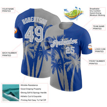 Загрузить изображение в средство просмотра галереи, Custom Royal Gray-White Hawaii Tropical Coastal Palm Trees Performance T-Shirt
