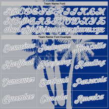Загрузить изображение в средство просмотра галереи, Custom Royal Gray-White Hawaii Tropical Coastal Palm Trees Performance T-Shirt
