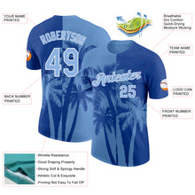 Загрузить изображение в средство просмотра галереи, Custom Royal Light Blue-White Hawaii Tropical Coastal Palm Trees Performance T-Shirt
