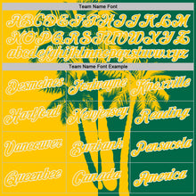 Load image into Gallery viewer, Custom Kelly Green Yellow-White Hawaii Tropical Coastal Palm Trees Performance T-Shirt
