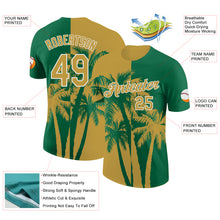 Charger l'image dans la galerie, Custom Kelly Green Old Gold-White Hawaii Tropical Coastal Palm Trees Performance T-Shirt
