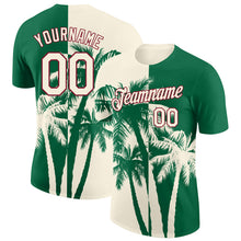 Charger l'image dans la galerie, Custom Kelly Green Cream-Crimson Hawaii Tropical Coastal Palm Trees Performance T-Shirt
