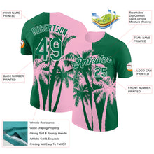 Load image into Gallery viewer, Custom Kelly Green Light Pink-White Hawaii Tropical Coastal Palm Trees Performance T-Shirt
