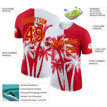 Laden Sie das Bild in den Galerie-Viewer, Custom Red White-Yellow Hawaii Tropical Coastal Palm Trees Performance T-Shirt
