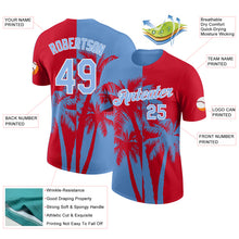 Laden Sie das Bild in den Galerie-Viewer, Custom Red Light Blue-White Hawaii Tropical Coastal Palm Trees Performance T-Shirt
