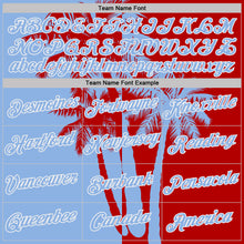 Laden Sie das Bild in den Galerie-Viewer, Custom Red Light Blue-White Hawaii Tropical Coastal Palm Trees Performance T-Shirt
