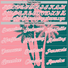 Load image into Gallery viewer, Custom Teal Medium Pink-White Hawaii Tropical Coastal Palm Trees Performance T-Shirt

