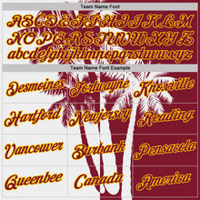 Загрузить изображение в средство просмотра галереи, Custom Crimson White-Yellow Hawaii Tropical Coastal Palm Trees Performance T-Shirt
